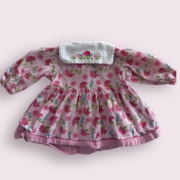 Pink Floral Embroidered Corduroy Dress - Picture 5 of 6